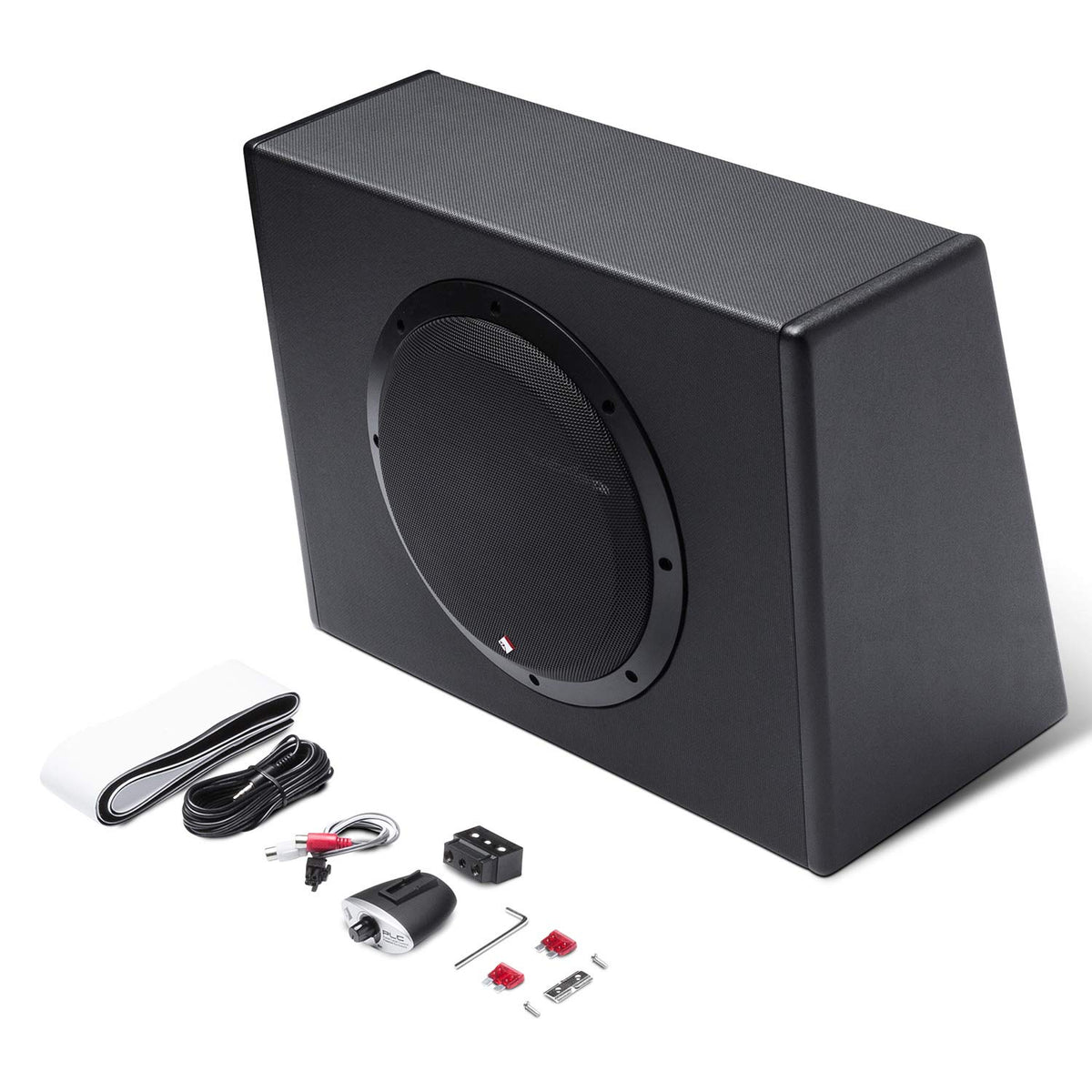 Rockford Fosgate P300-10 installation image illustrates simple wiring and signal routing.