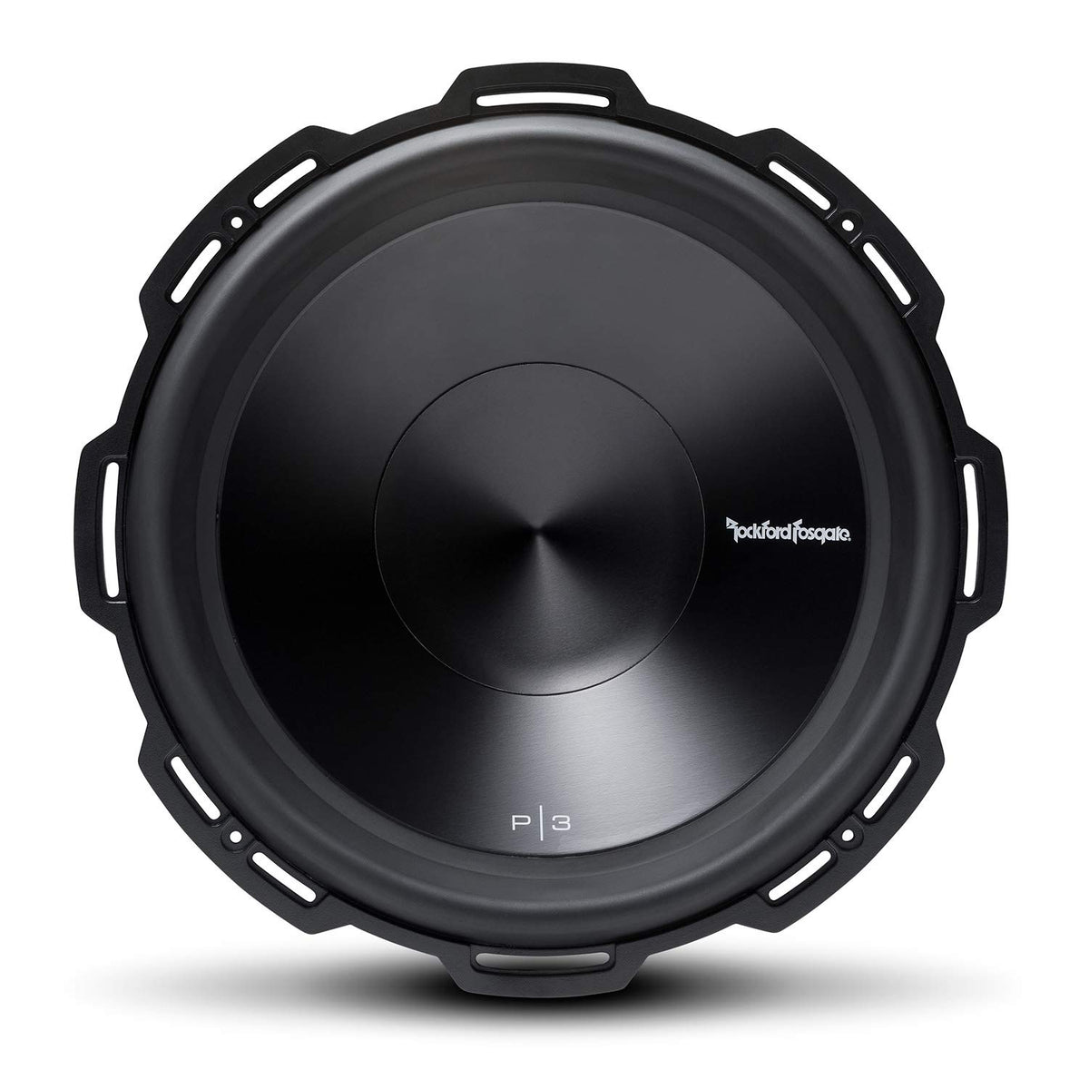 Rockford Fosgate P3D4-15 cone detail shows durable anodized aluminum.