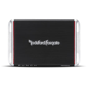 Rockford Fosgate PBR400X4D compact chassis fits tight spaces for clean installs.