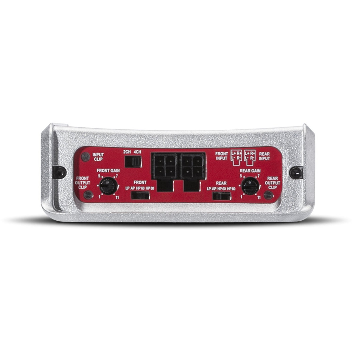 Rockford Fosgate PBR400X4D high-level inputs simplify integration in vehicles.