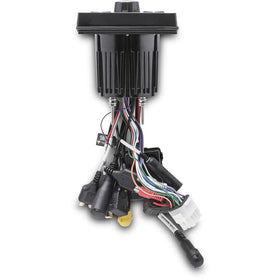 Rockford Fosgate PMX-3 front/rear/sub RCA outputs for flexible wiring.