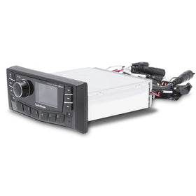 Rockford Fosgate PMX-5CAN CAN bus enables Raymarine MFD integration.