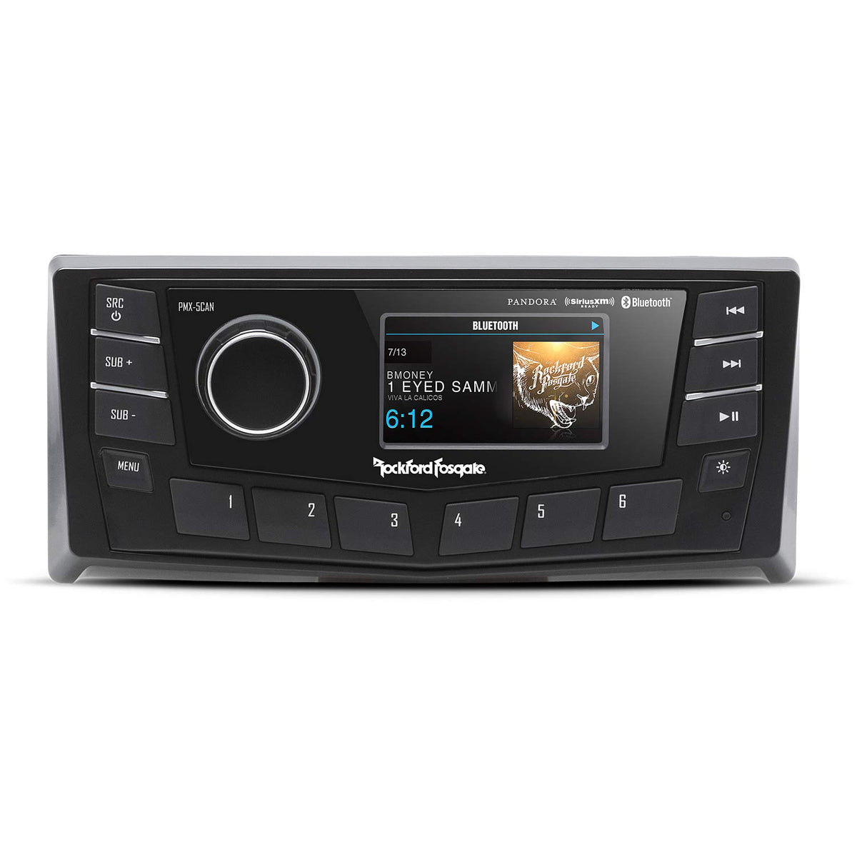 Rockford Fosgate PMX-5CAN display for easy marine audio control.