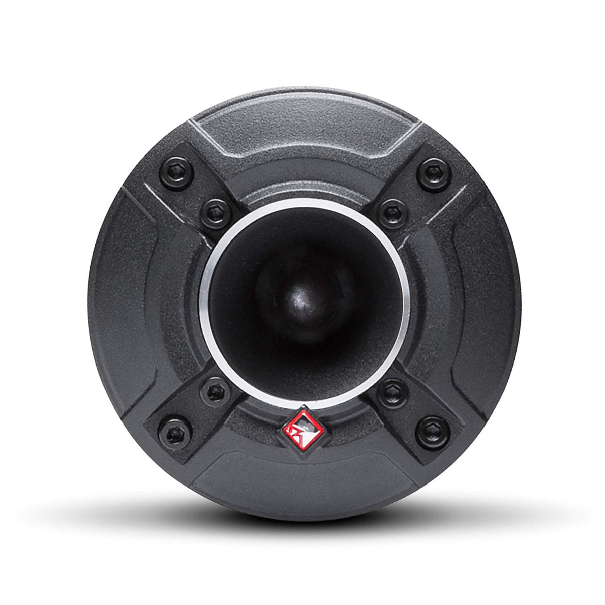 Rockford Fosgate PP4-NT neodymium motor closeup highlights strong, lightweight magnet.