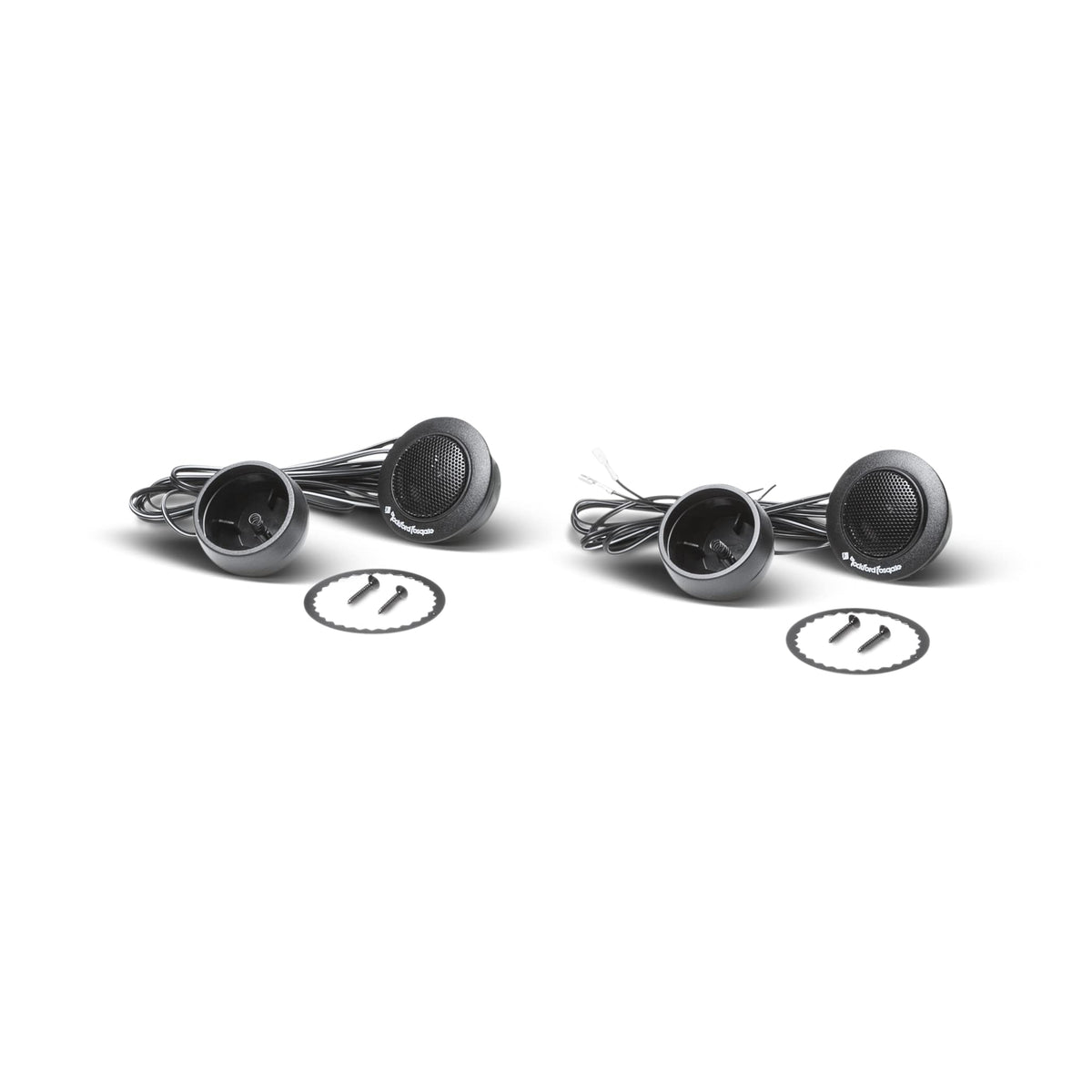 Rockford Fosgate tweeter next to a coin showing compact size for flexible installation benefit