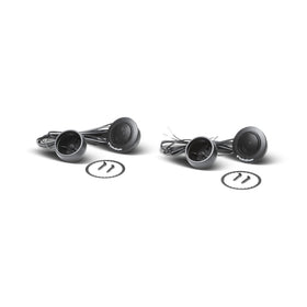 Rockford Fosgate tweeter next to a coin showing compact size for flexible installation benefit
