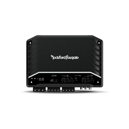 Rockford Fosgate R2-300X4 amplifier front view showing compact power for car audio.