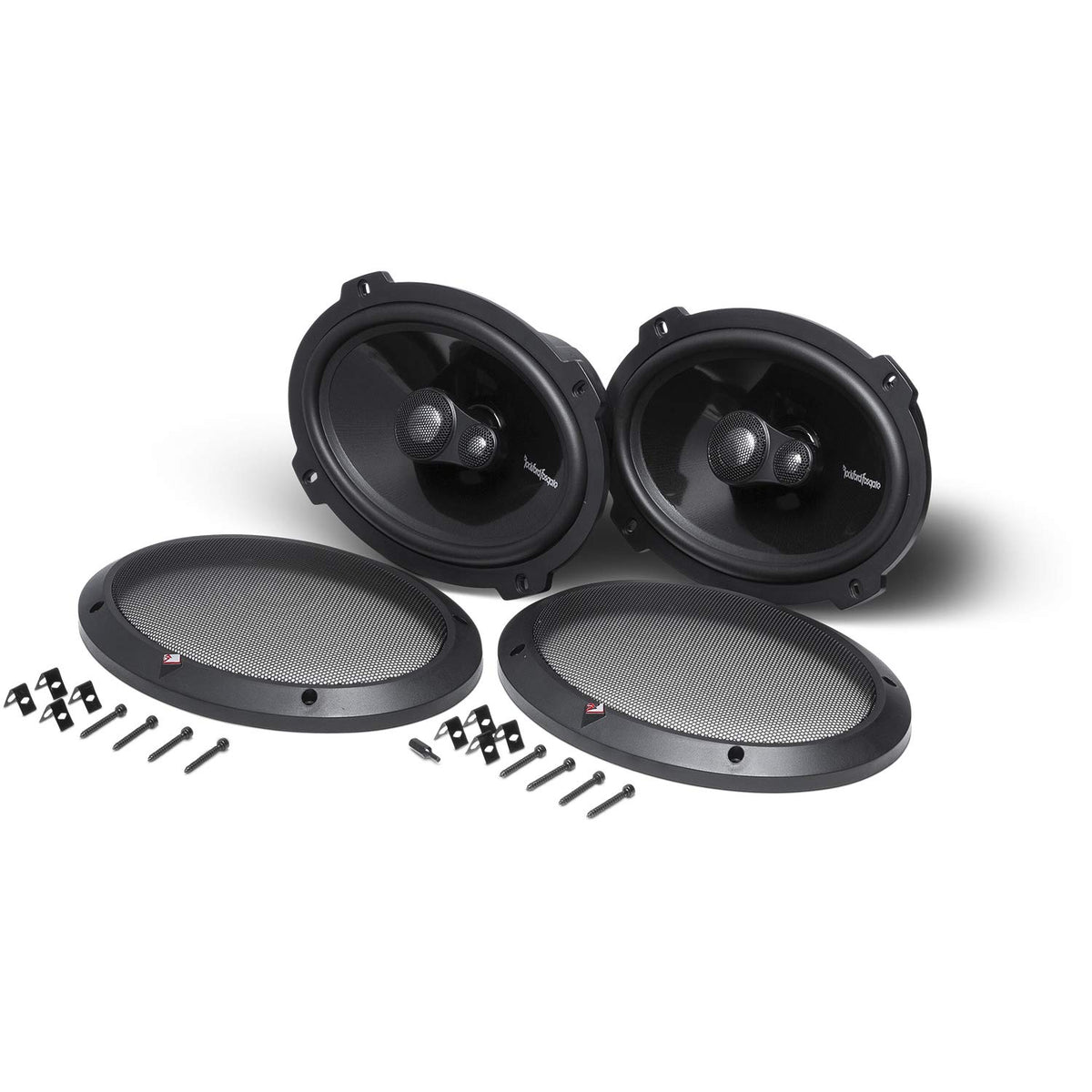 Rockford Fosgate T1693 black frame detail matching vehicle interiors.