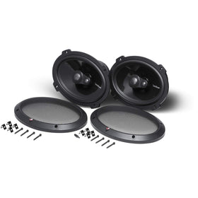Rockford Fosgate T1693 black frame detail matching vehicle interiors.