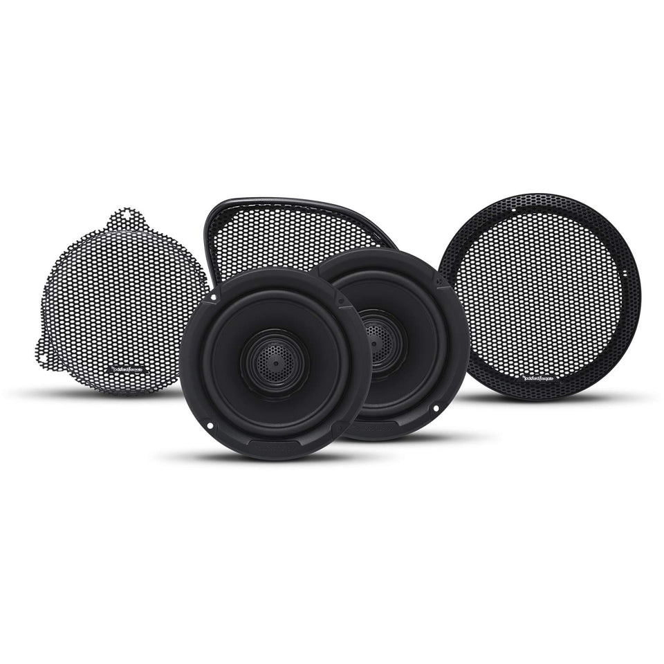 Rockford Fosgate TMS65 fairing speaker delivering crisp highs at highway speeds.