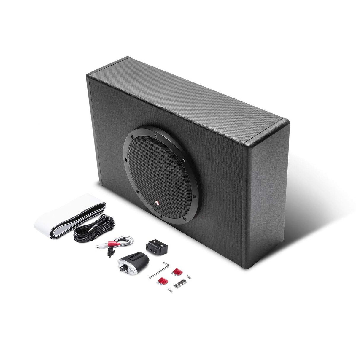 Rockford Fosgate P300-8P front view, compact enclosure ideal for tight spaces.