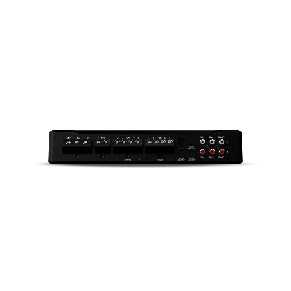 Rockford Fosgate R2-750X5 top control panel enables quick EQ adjustments.