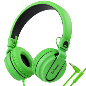 Rockpapa 950 kids headphones overview with bold black and green finish for classroom use.