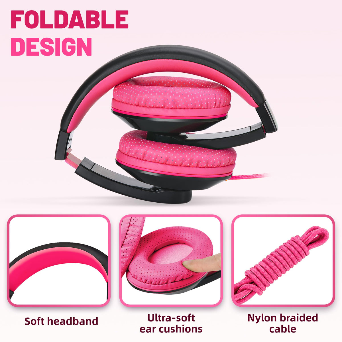Rockpapa Comfort headphones with 4-9ft cord for versatile device use