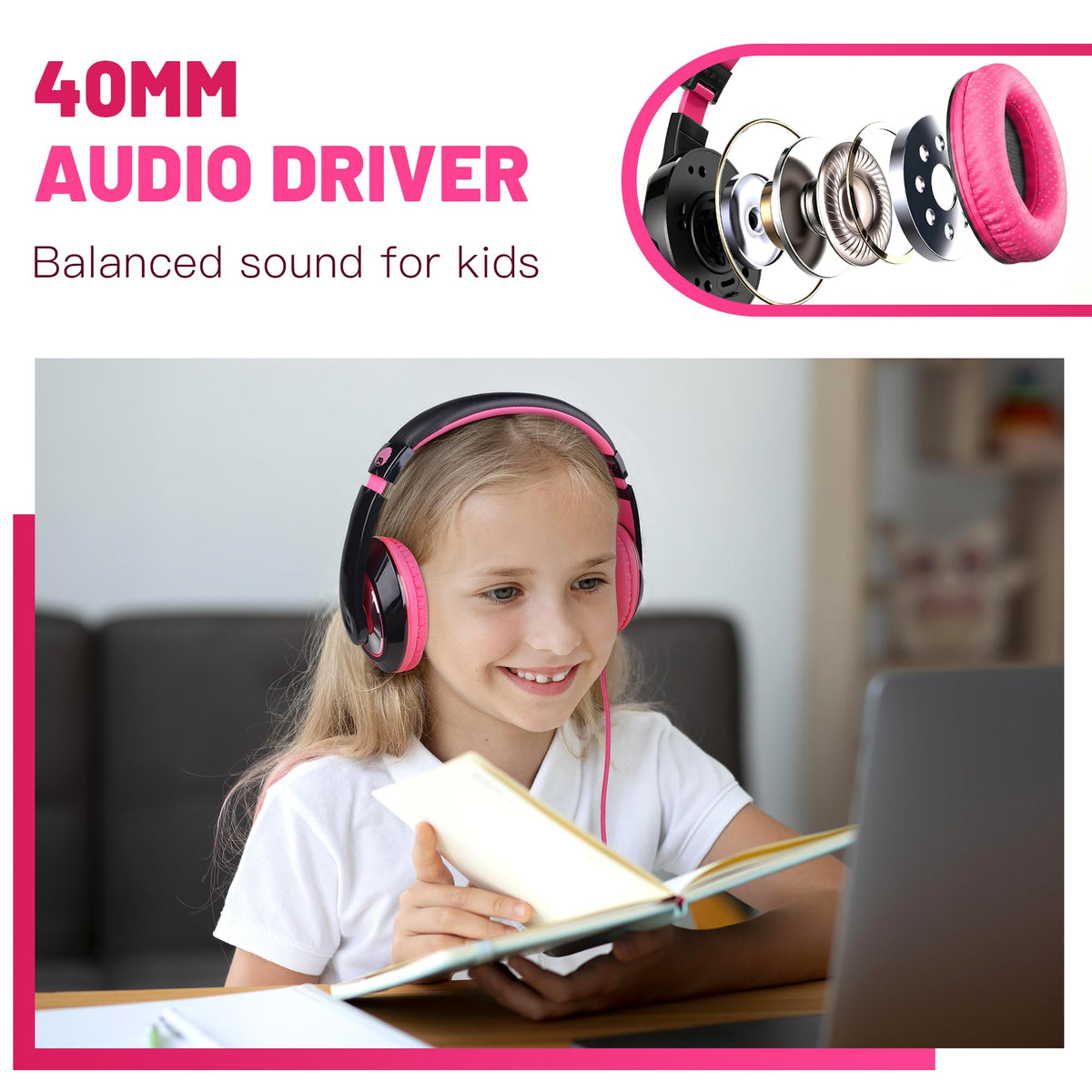 Rockpapa Comfort headphones black-pink colorways appealing to students