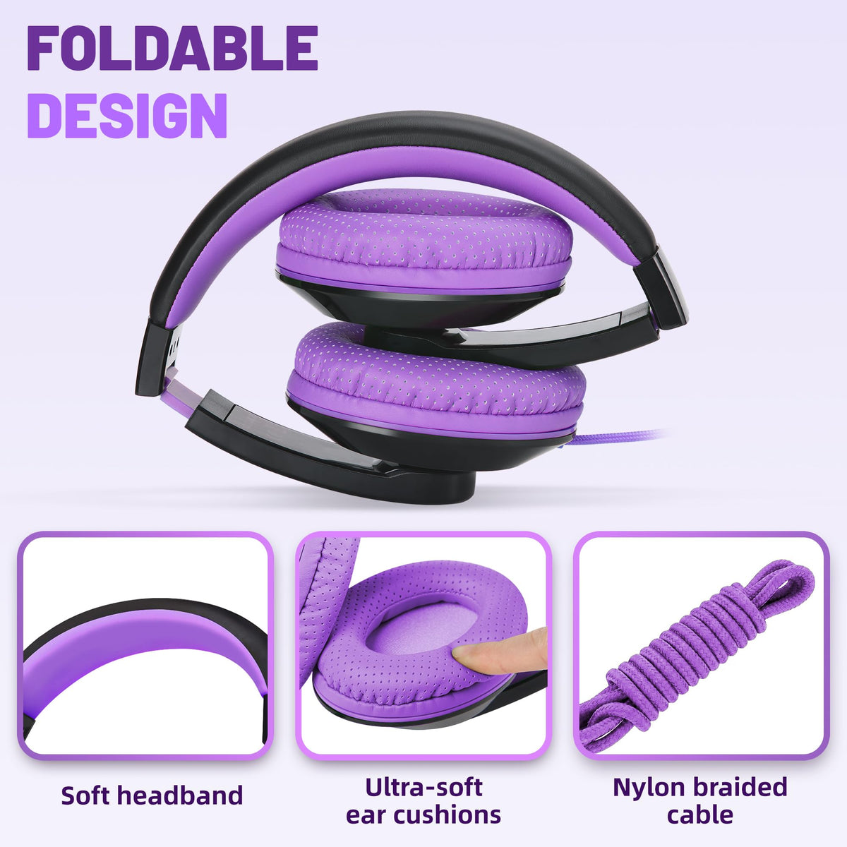 Rockpapa Comfort Kids Headphones with 40mm drivers for clear sound