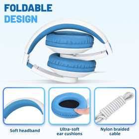Rockpapa Comfort Kids Headphones on-ear with soft ear pads for comfortable listening