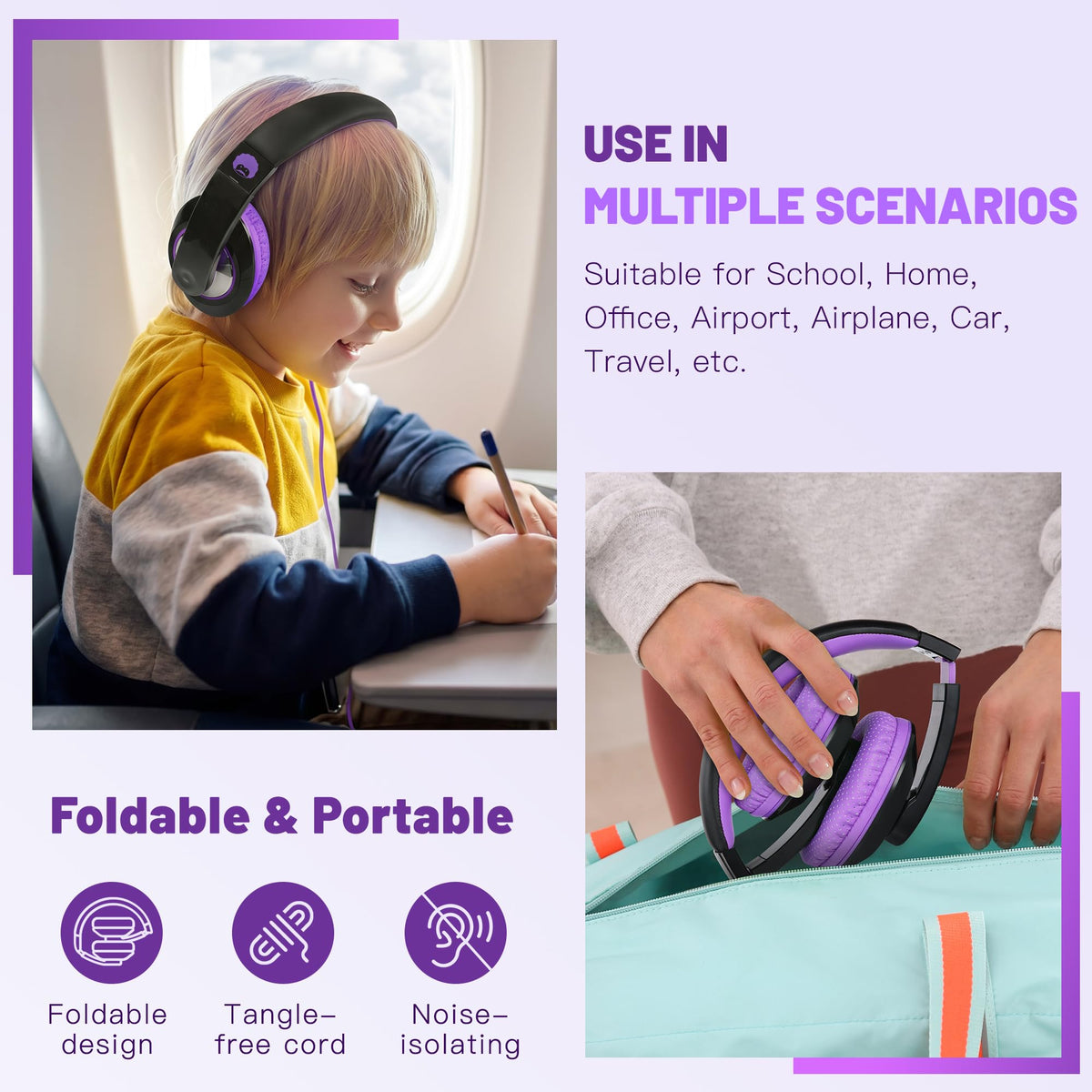 Rockpapa Comfort Kids Headphones padded headband for comfortable wear