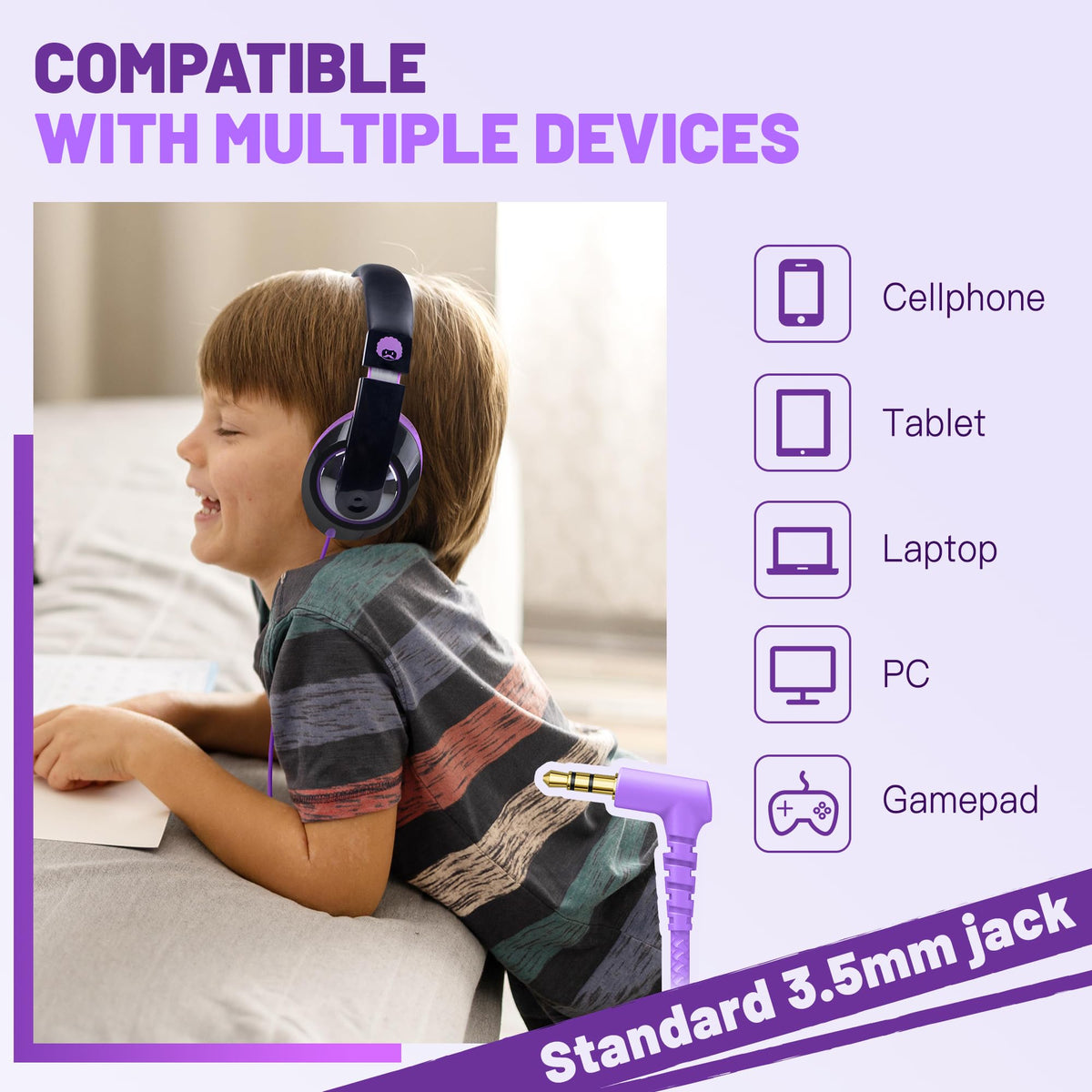 Rockpapa Comfort Kids Headphones soft ear pads for day-long comfort