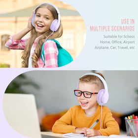 Rockpapa L22 classroom-friendly purple headphones ideal for teachers and students.