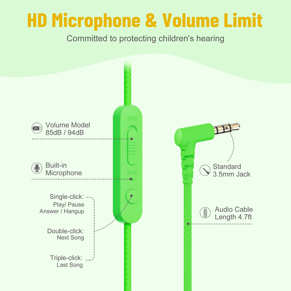 Rockpapa Share 1 headphones with inline microphone for calls.
