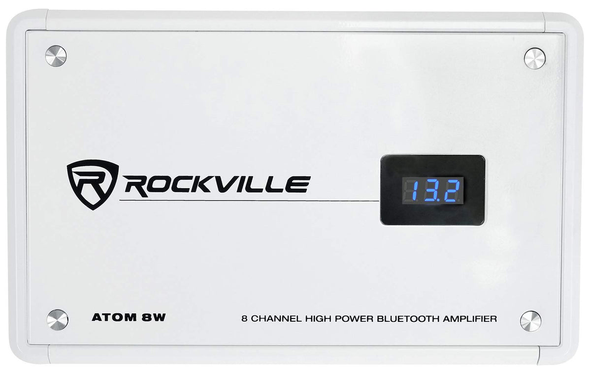 Rockville Atom 8W back panel with inputs for flexible 4/8 channel setups on boats