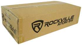 Rockville Atom 8W package included image highlighting mounting hardware and accessories