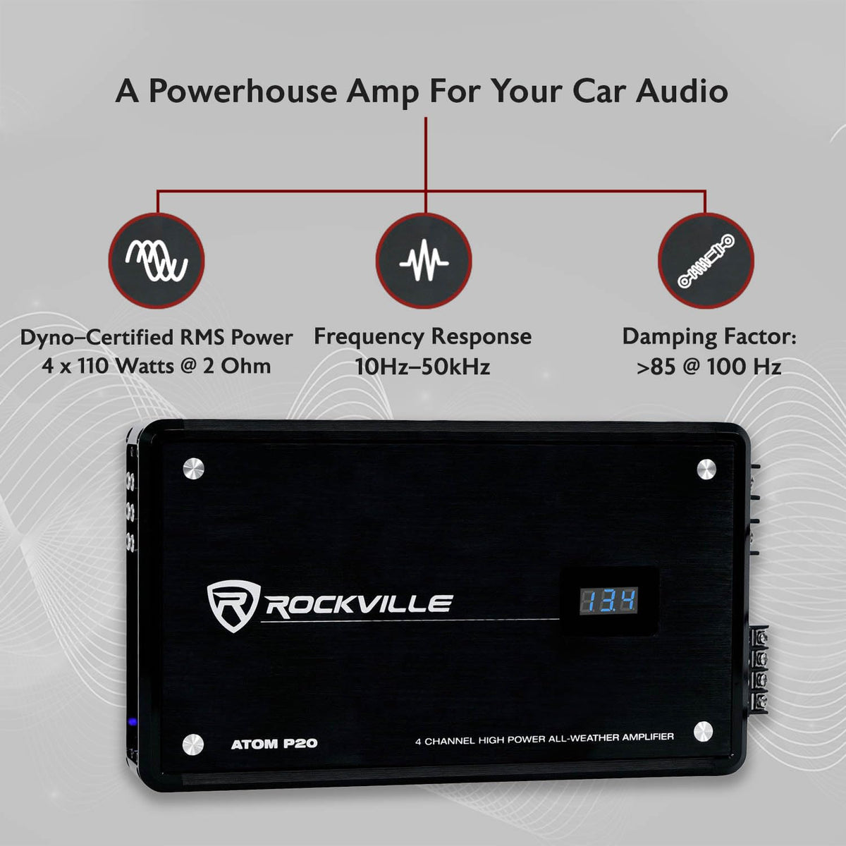 Rockville ATOM P20 back panel with wiring ports for easy installation