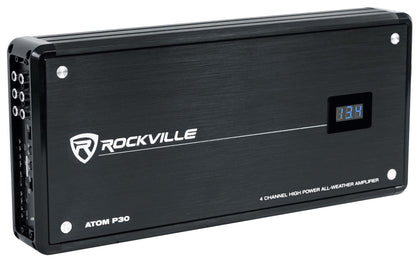 Rockville Atom P30 front view for marine audio setups.