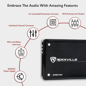 Rockville Atom P30 marine-grade chassis resists corrosion in harsh conditions.