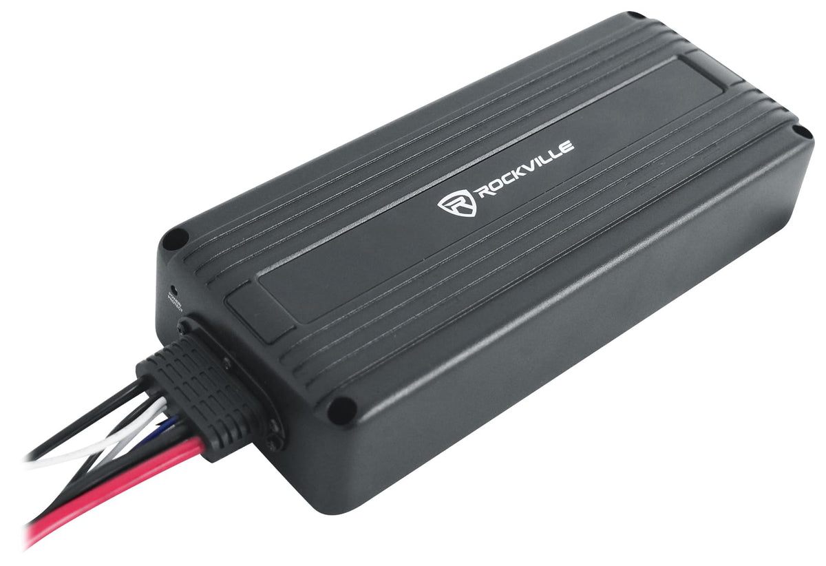 Rockville ATV300 side profile mounted for compact installation in tight ride compartments.
