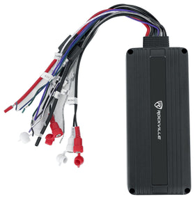 Rockville ATV420 V2 back panel; showcases wiring panel and connections.