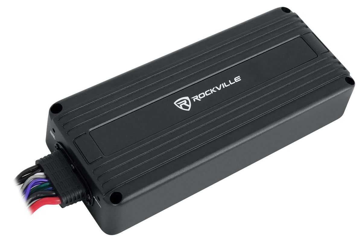 Rockville ATV420 V2 front view; compact amp for easy mounting and clean install.