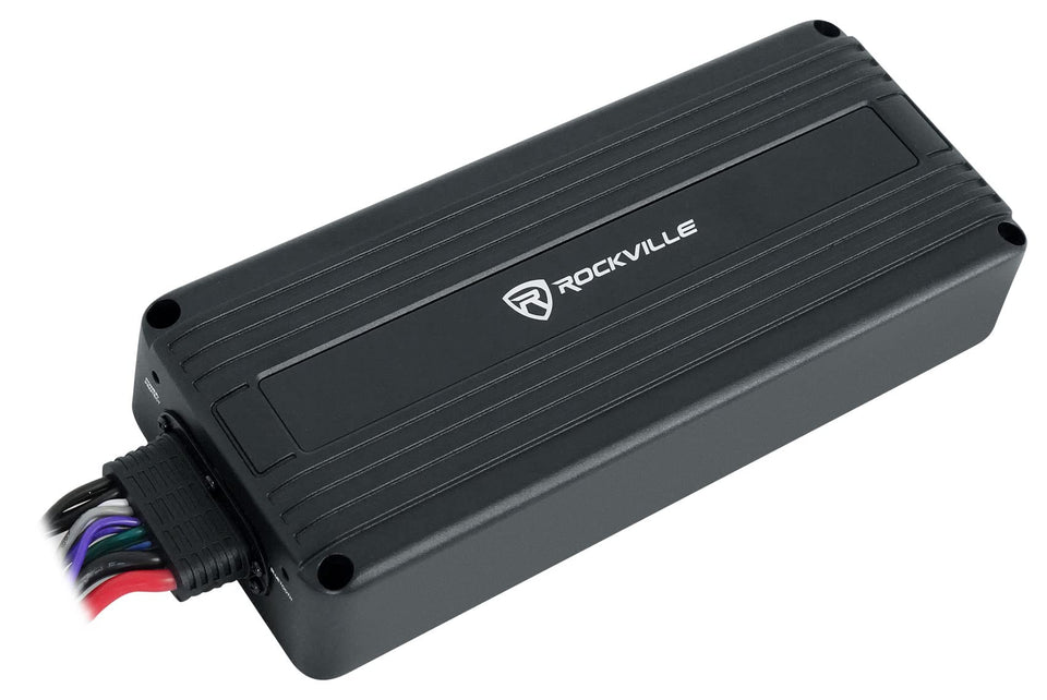 Rockville ATV420 V2 front view; compact amp for easy mounting and clean install.