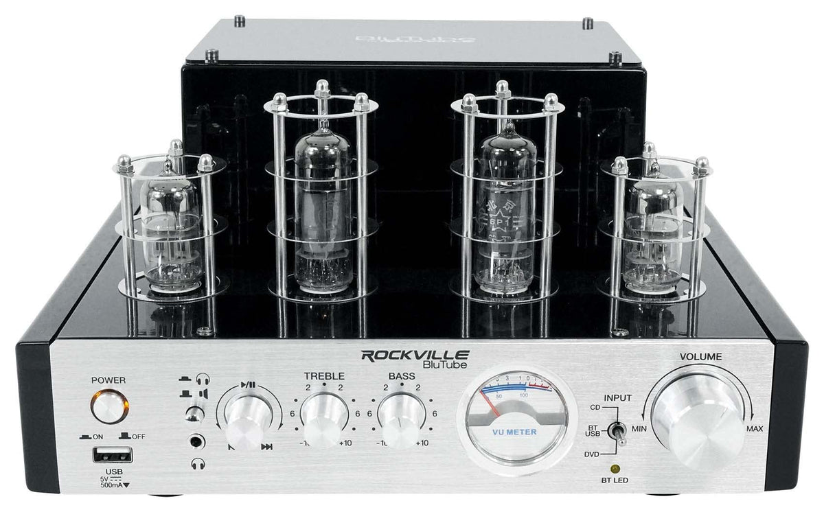 Rockville BluTube front panel showcases classic warmth for home listening.