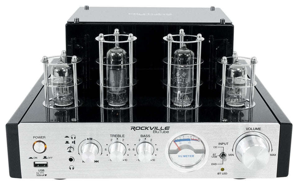 Rockville BluTube front panel showcases classic warmth for home listening.