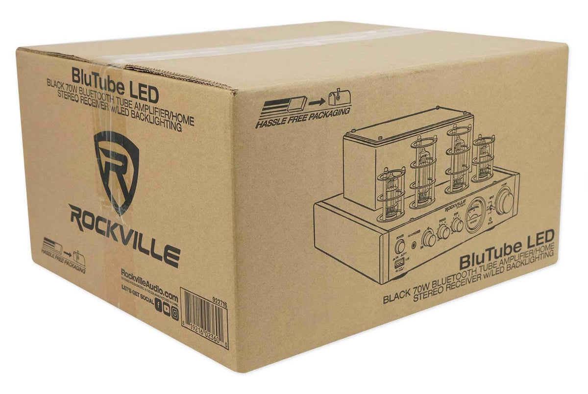 Rockville BluTube LED connection options including HDMI and optical inputs
