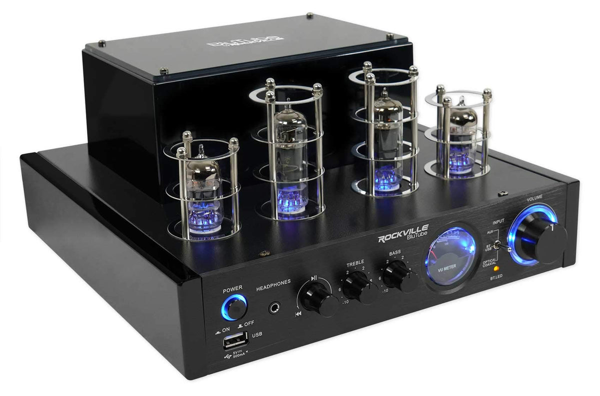 Rockville BluTube LED front view with blue-lit tubes for premium ambiance