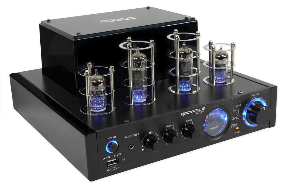 Rockville BluTube LED front view with blue-lit tubes for premium ambiance