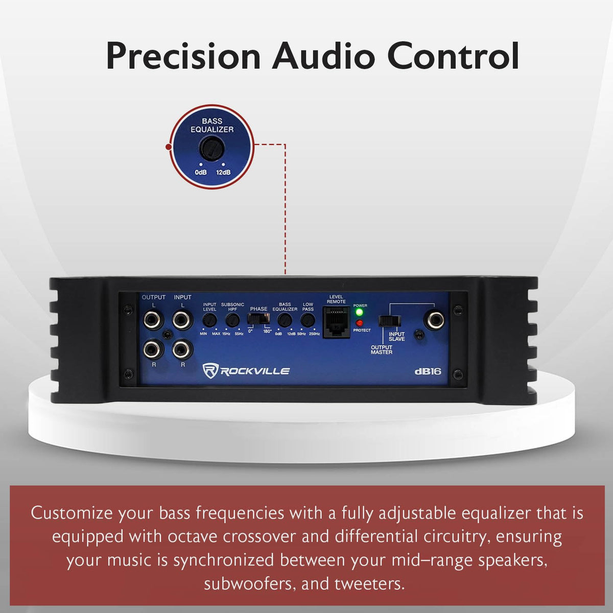Rockville dB16 subwoofer output illustrating high current drive