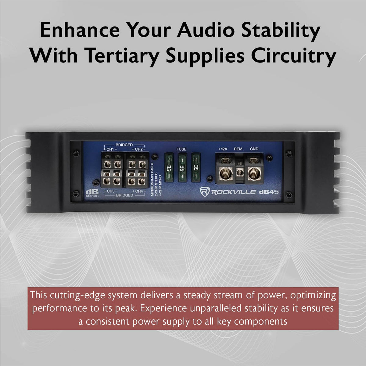 Rockville dB45 RCA input output enables flexible aftermarket integration
