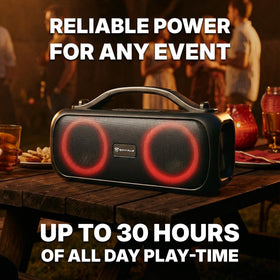 Rockville Go Party D4 LED lightshow pulsing to music to boost party vibe
