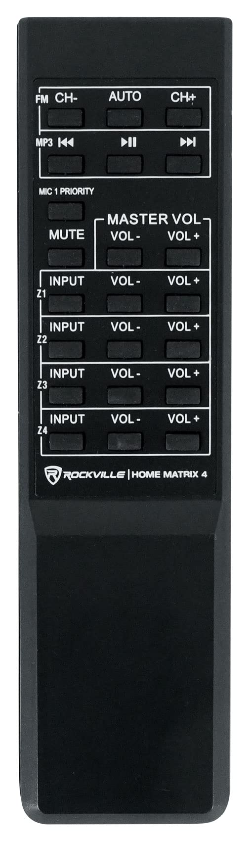 Mic controls on Rockville Home Matrix 4 with EQ, echo, delay, and priority