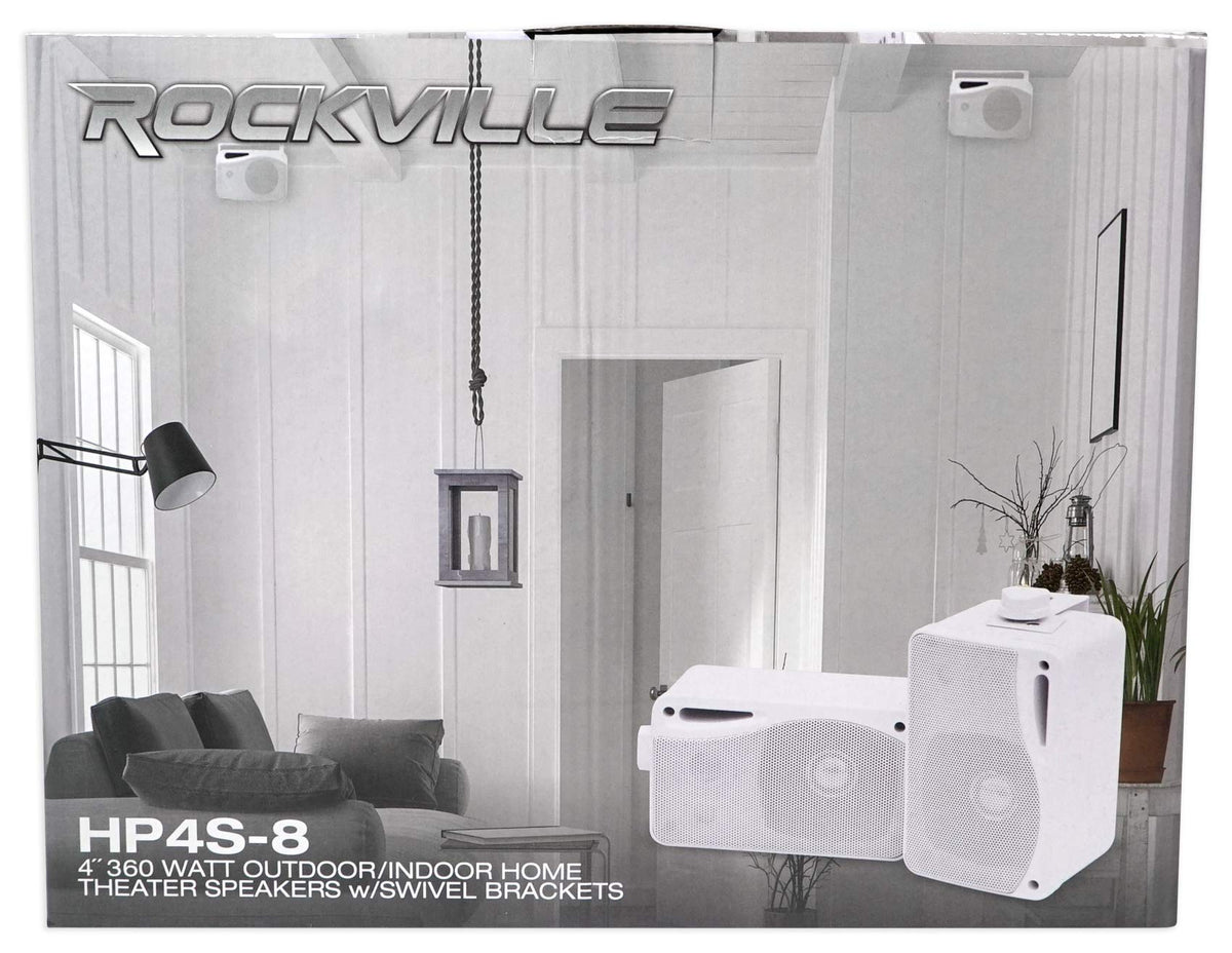 Rockville speaker with water splashes showing IPX44 weather resistance