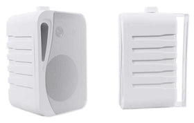 Rockville mounted on patio wall for reliable outdoor music
