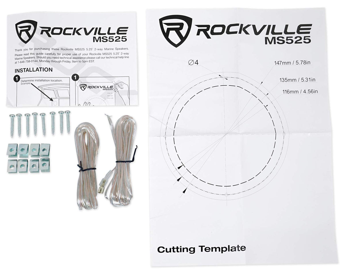 Rockville MS525B mounting hardware and template for easier installation