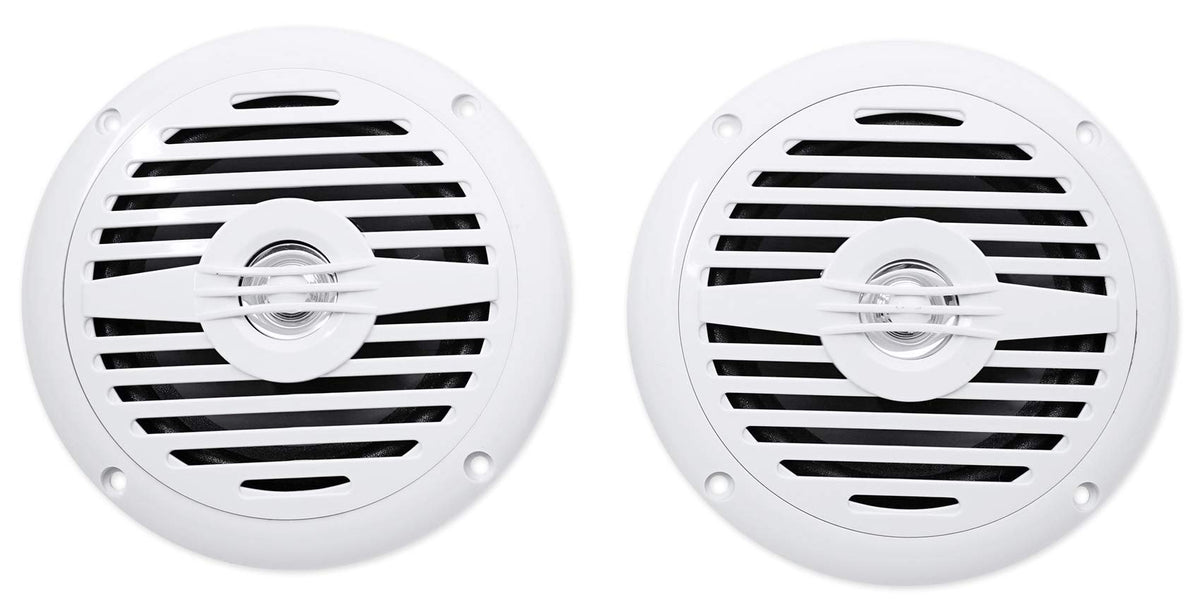 Rockville MS525W front view showing speaker face and grill, durable marine finish