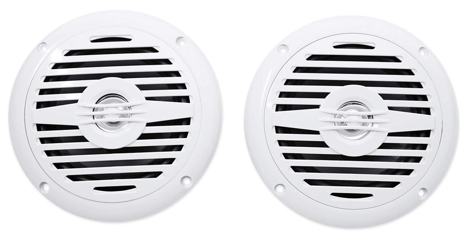Rockville MS525W front view showing speaker face and grill, durable marine finish