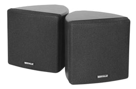 Rockville Pair Cube Black front view highlights compact 3.5-inch speaker design for home theater