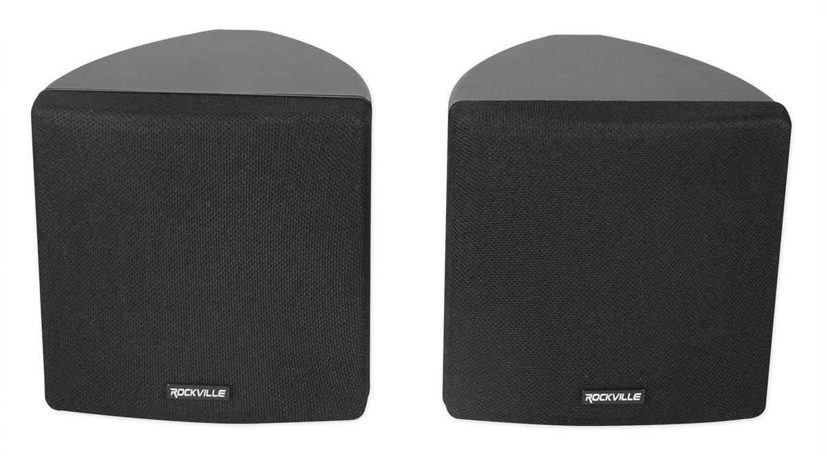 Rockville Pair Cube Black side profile emphasizes slim cabinet for versatile wall mounting